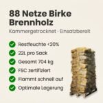 88 Netze Kammergetrocknetes gespalten Eiche Brennholz 25cm – Bild 2
