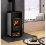 Justus Texas V 6 kW Stahl Schwarz/Keramik Grau – Eleganter Kaminofen mit Dauerbrandfunktion